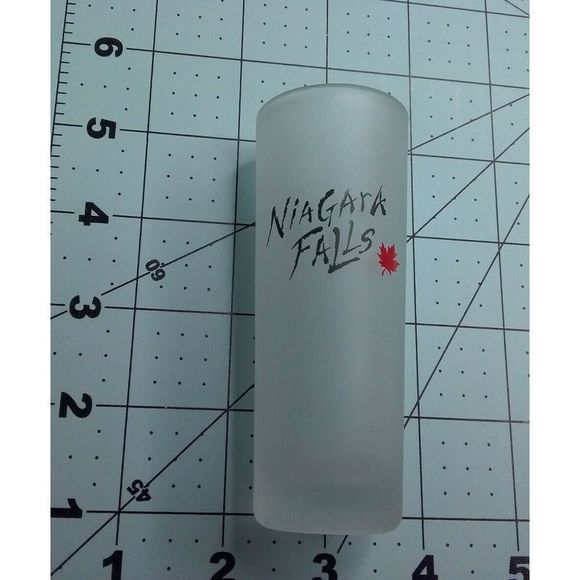 Vintage Niagra Falls Canada National Park Tall Frosted Shot Glass - Picture 2 of 3